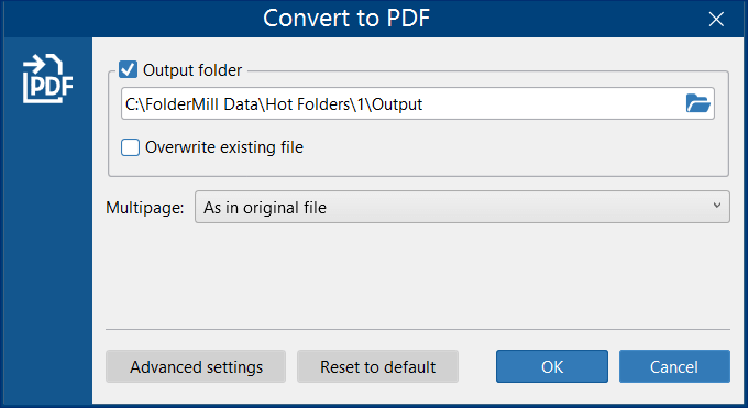 Convert to PDF action