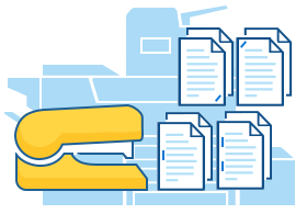 Set stapling and other print options for different groups of documents