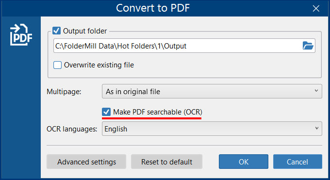 Create searchable PDFs (OCR) - Convert to PDF