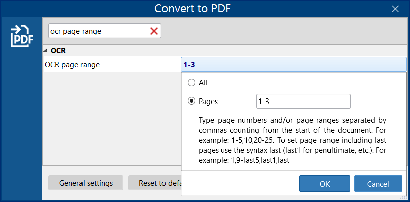 How to select pages for OCR