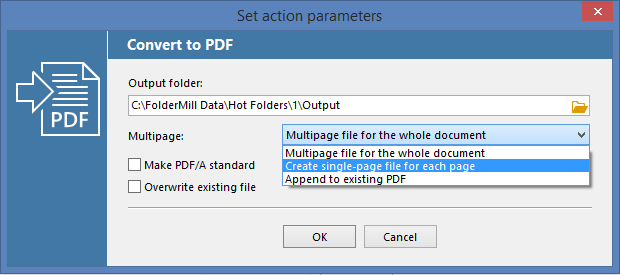 Splitting Multipage PDF by Page Ranges - FolderMill
